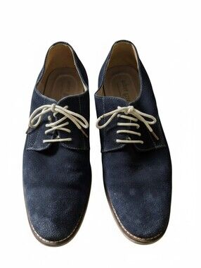 Asher Green Men's Navy Blue Suede Oxford Derby Shoes Size 9